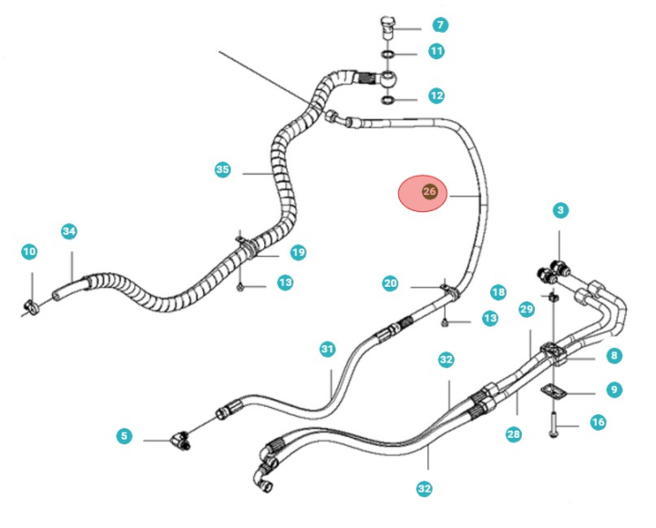 Hydraulslang, L=1090 i gruppen  hos Gräsklipparbutiken (5010876-01)