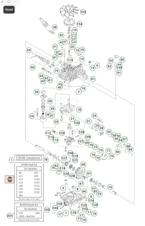 K66B,D,I,K,M Seal Kit i gruppen Reservdelar Gräsklippare / Reservdelar Husqvarna Rider hos Gräsklipparbutiken (5024513-01)