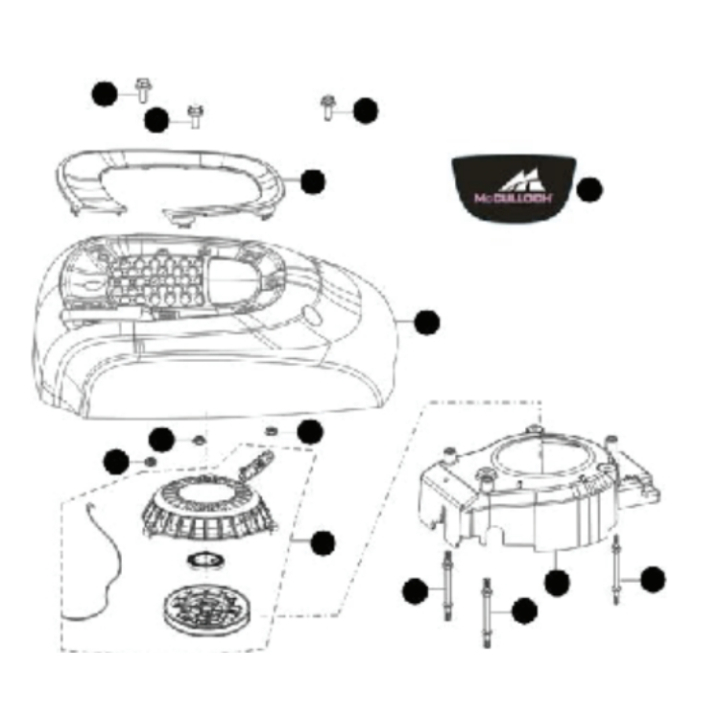 Kit Kåpa/Startapparat i gruppen Reservdelar Gräsklippare / Reservdelar till Motorer / Reservdelar RATO RVM110 hos Gräsklipparbutiken (5798202-03)