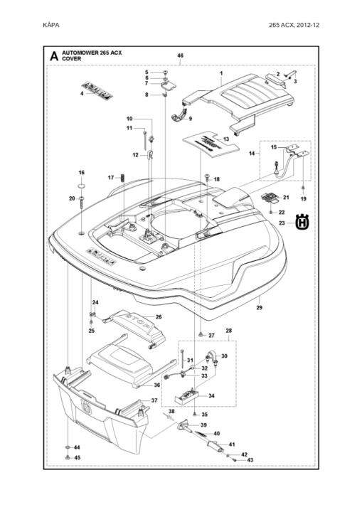 Kaross komplett Automower 265 ACX i gruppen Robotgräsklippare / Reservdelar Automower® hos Gräsklipparbutiken (5802926-02)