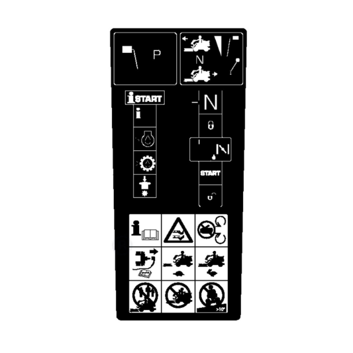 Varnings/Start Dekal P524 i gruppen Reservdelar Gräsklippare / Reservdelar Husqvarna Rider / Reservdelar Husqvarna P524 EFI hos Gräsklipparbutiken (5825700-06)