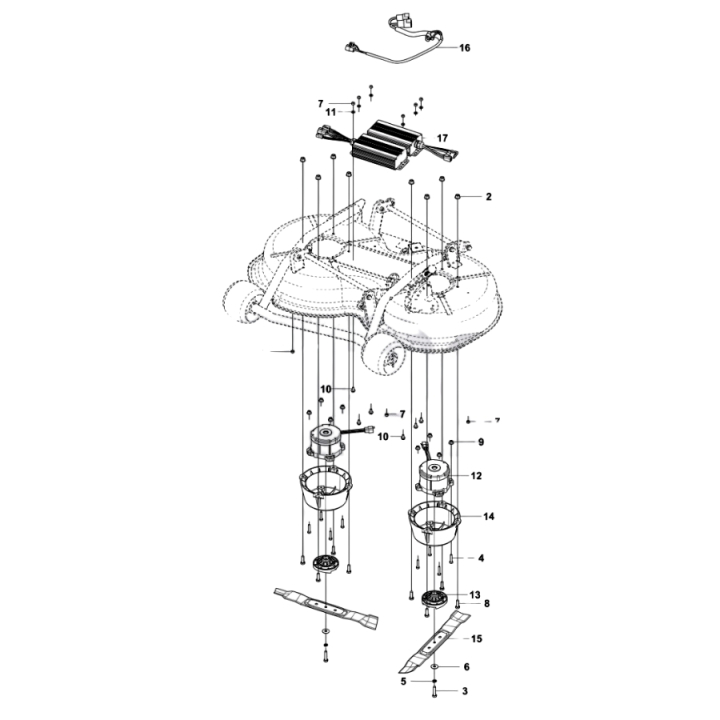 Cutting Deck System Complete i gruppen Reservdelar Gräsklippare / Reservdelar Husqvarna Rider / Reservdelar Rider 112iC hos Gräsklipparbutiken (5959316-01)