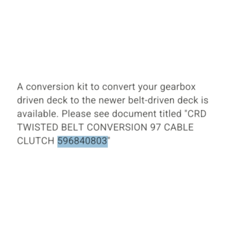 Service Kit 97 Crd Deck Cable i gruppen Reservdelar Gräsklippare / Reservdelar Husqvarna Traktorer / ➤ TC modeller / Reservdelar Husqvarna TC 238 T hos Gräsklipparbutiken (5968408-03)