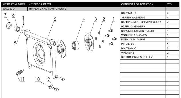 TIP PLATE AND COMPONENTS