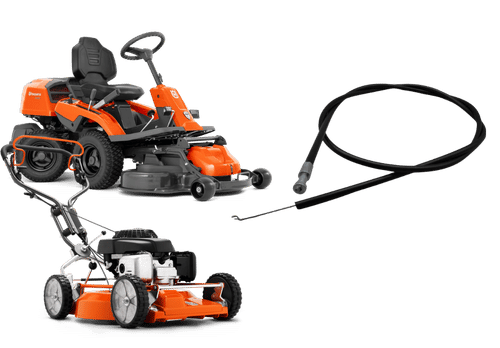 En gräsklippare och en åkgräsklippare med en gasvajer