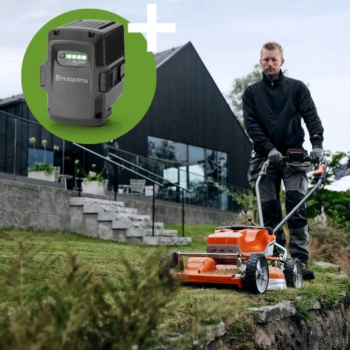 Batteri på köpet till utvalda batteridrivna gräsklippare!