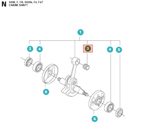 Kolvbultslager Husqvarna 340, 345, 350 5014516-01