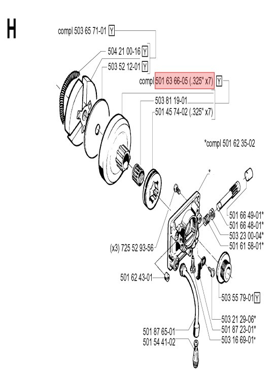 Kopplingstrumma komplett med ringdrev & nållager 240, 242, 42
