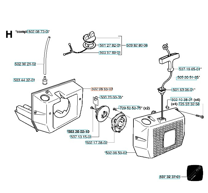 Bränsletank Jonsered RS40, RS51, RS52