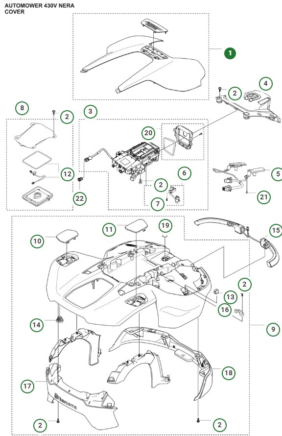 Toppkåpa Automower 430V Nera