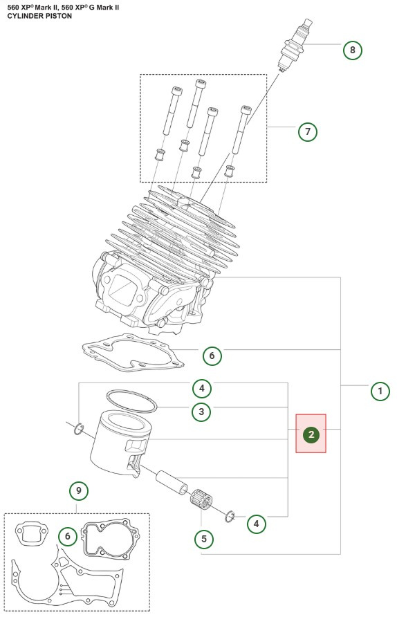 Kolv Husqvarna 560 XPG Mark II, 562 XPG Mark II