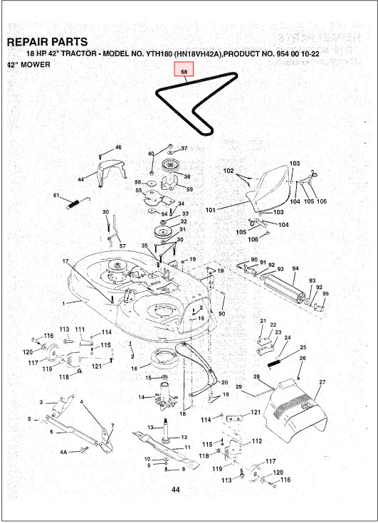 Drivrem klippaggregat 42