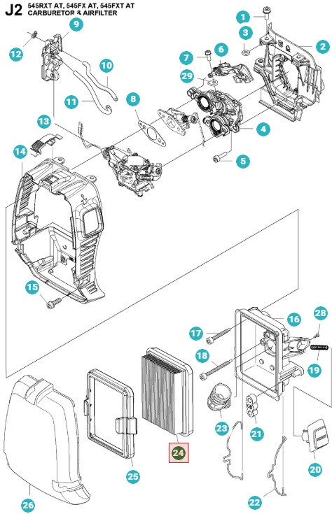 Luftfilter Husqvarna 545RXT AutoTune, 545FX, FXT AutoTune