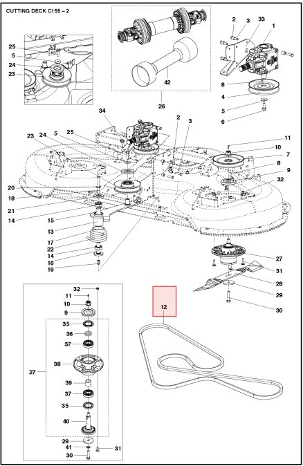 Rem klippaggregat Husqvarna C155 (967293901)