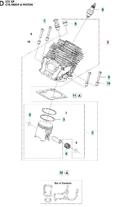 Cylinderkit Husqvarna 572XP, 572XPG